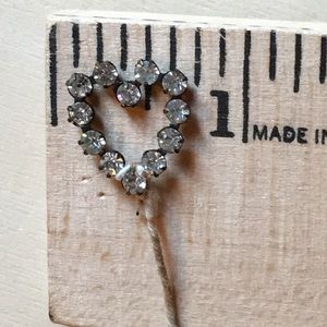Antique rhinestone millinery heart ornament small